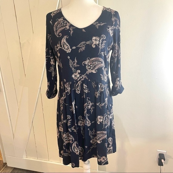 GARNET Hill Women's Size 6 Bohemian Pocket-detail Dress Navy Blue - Picture 1 of 9